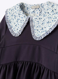 Dress with patterned collar - Blue Marino & Blue Royal