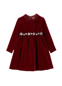 Velvet dress with tulle - Bordeaux