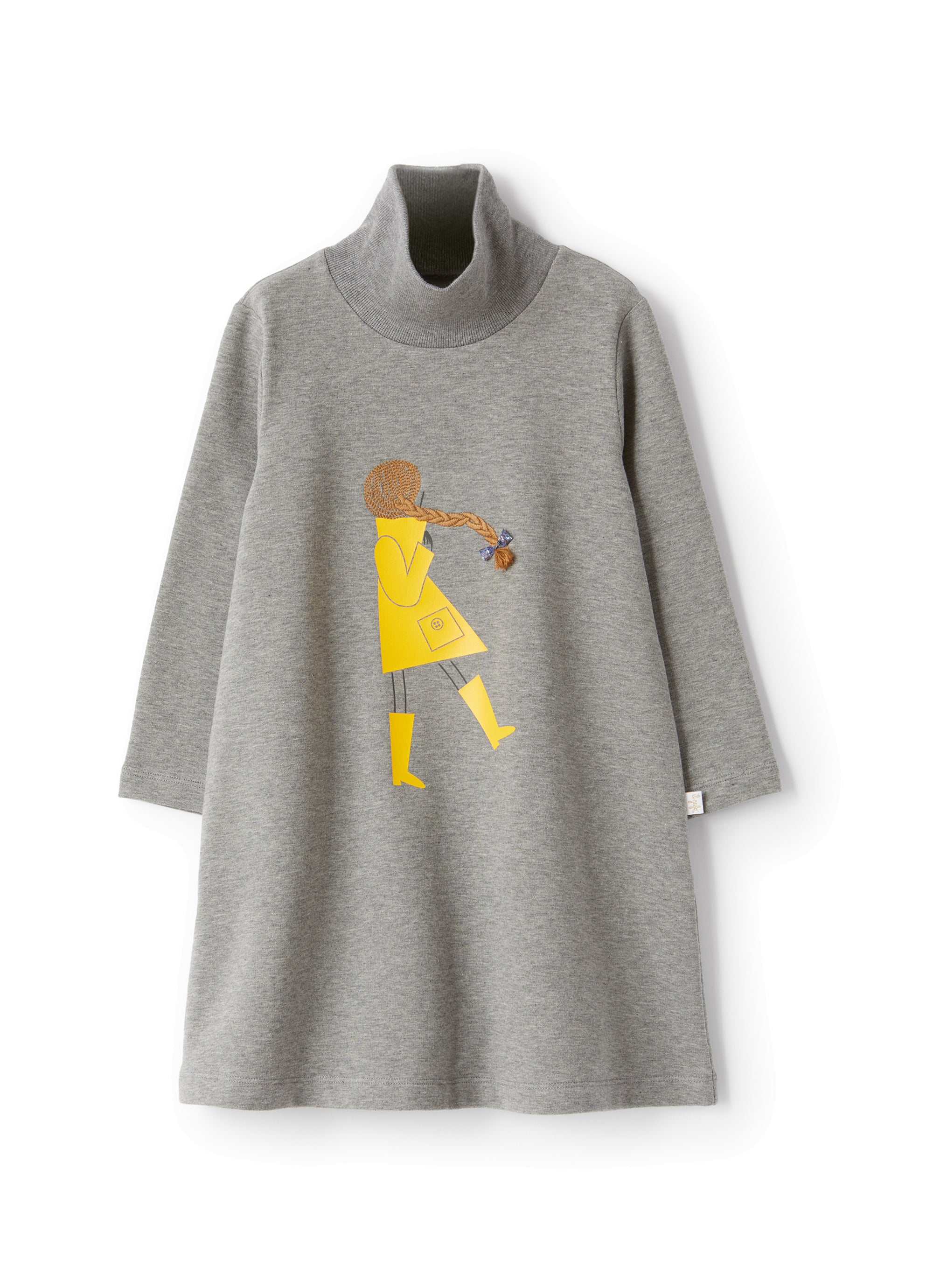 Fleece dress with stand-up collar - Grigio & Giallo