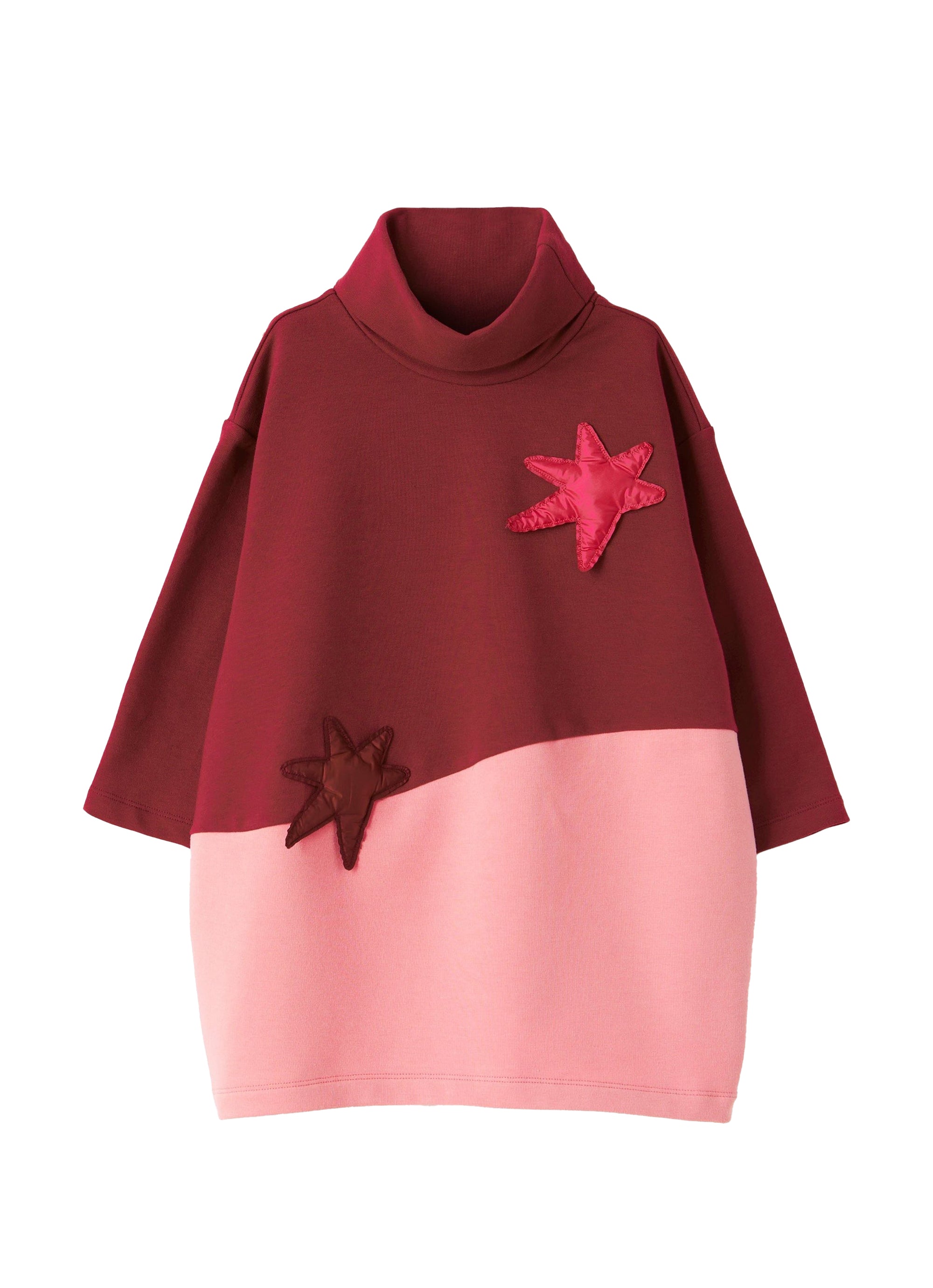 Two-tone jumper dress - Bordeaux & Lampone Selvatico