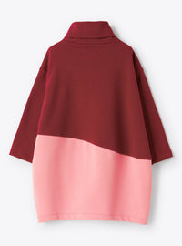 Two-tone jumper dress - Bordeaux & Lampone Selvatico