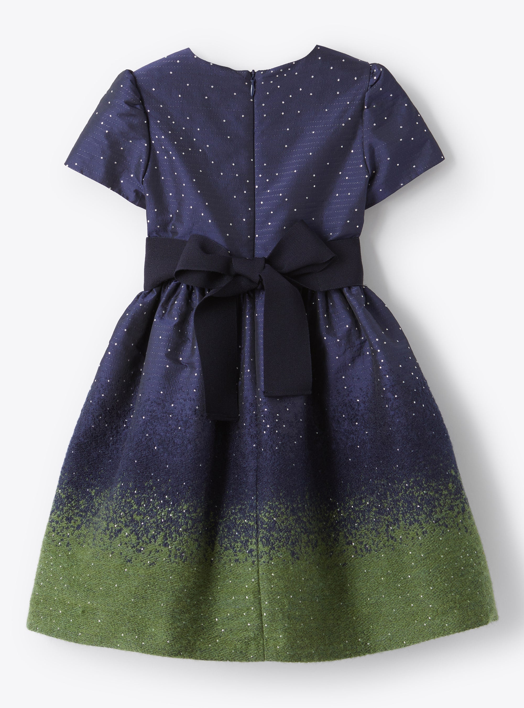 Abito in taffetà blu con inserti in lurex