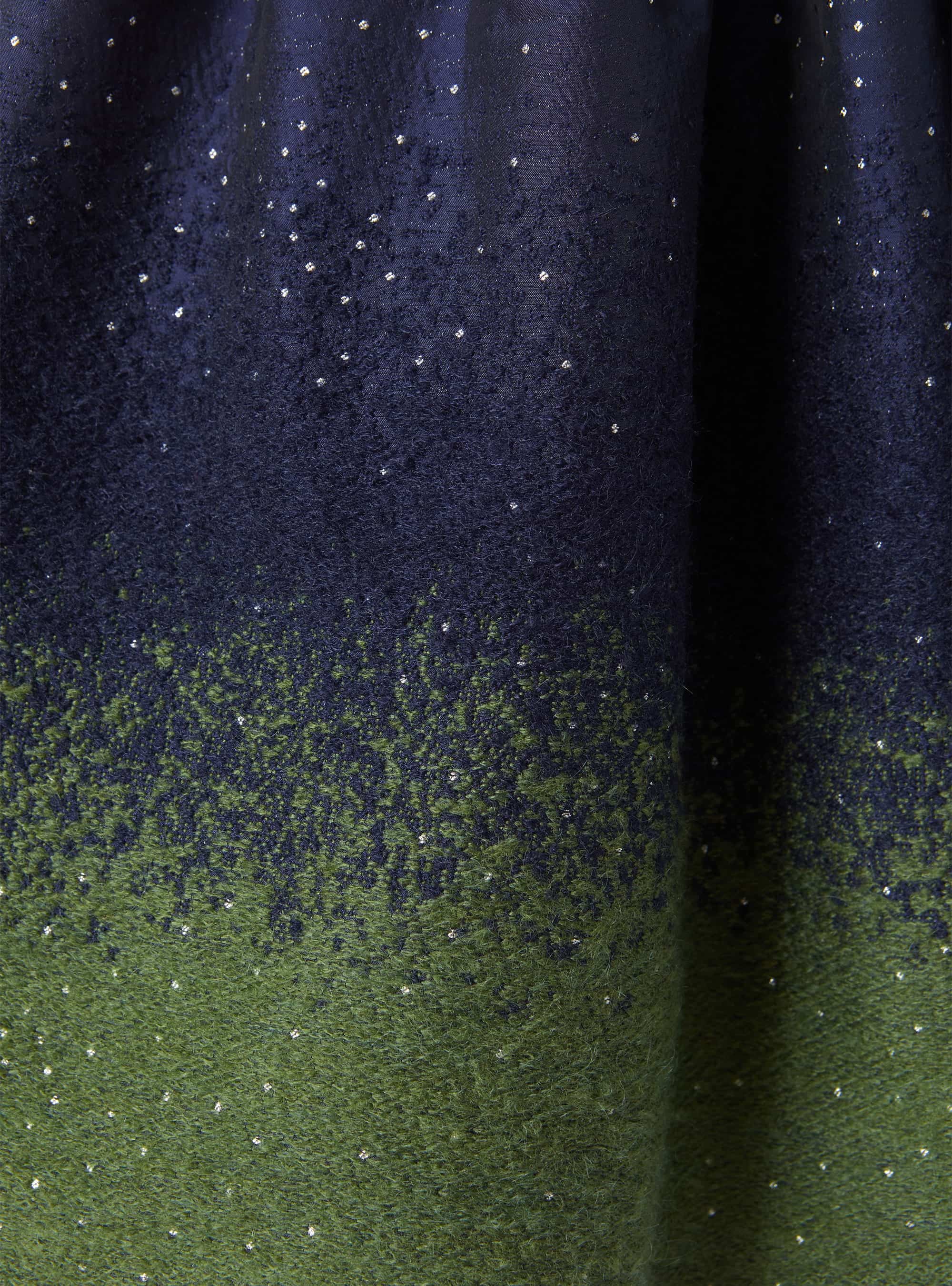 Abito in taffetà blu con inserti in lurex