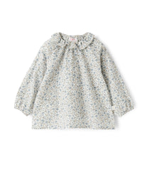Floral-printed shirt with ruffle collar