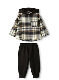 Two-piece set with checked shirt