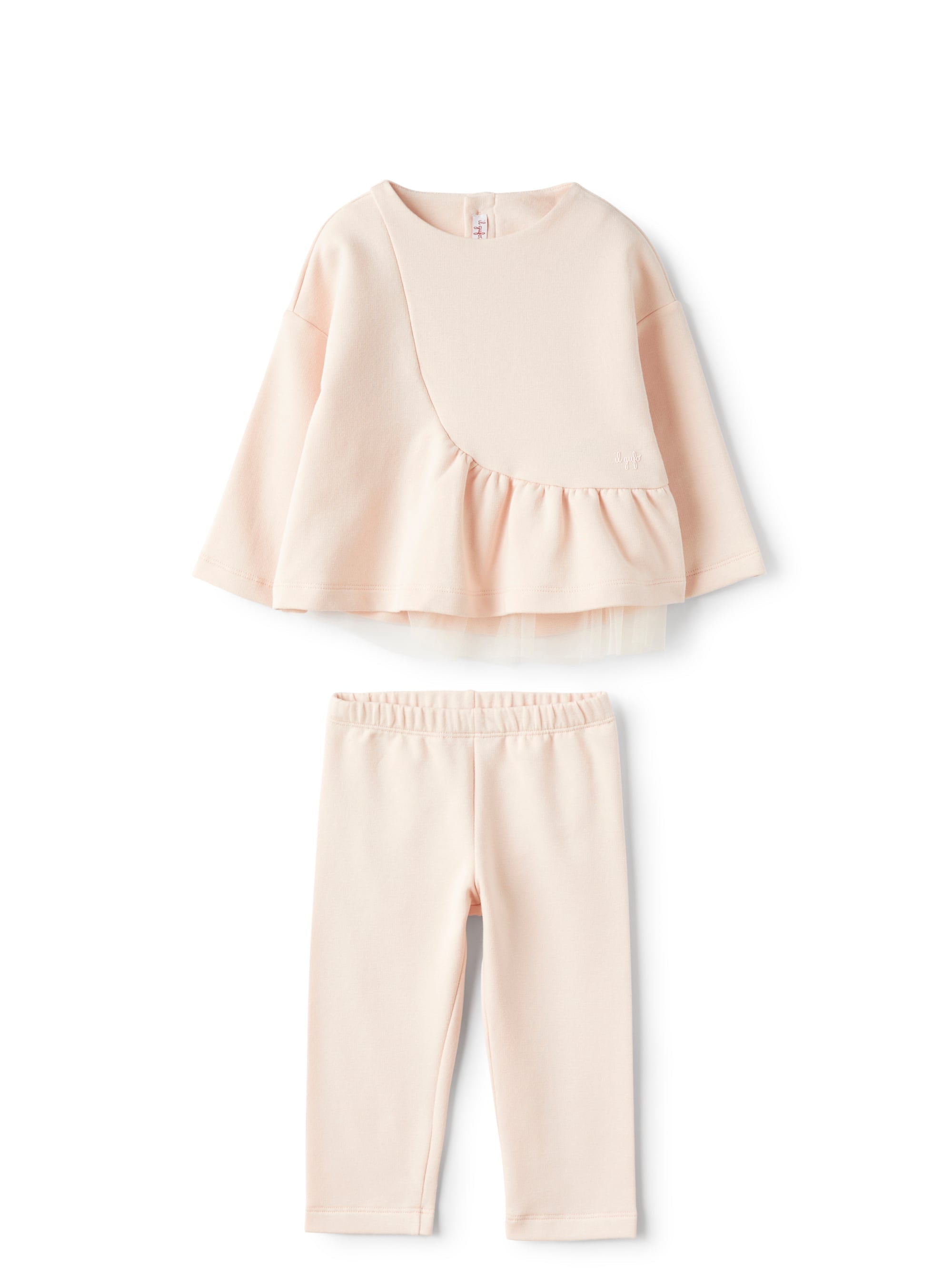 completo due pezzi in felpa con tulle