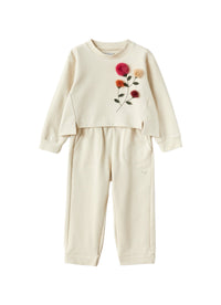 Two-Piece Set In Fleece With Embroidered Pompom Detailing