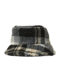 Hat In Check-Patterned Faux Shearling