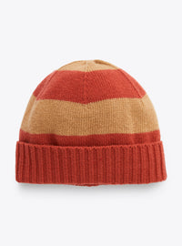 Tricot-Knit Hat In Beige And Brown Stripes