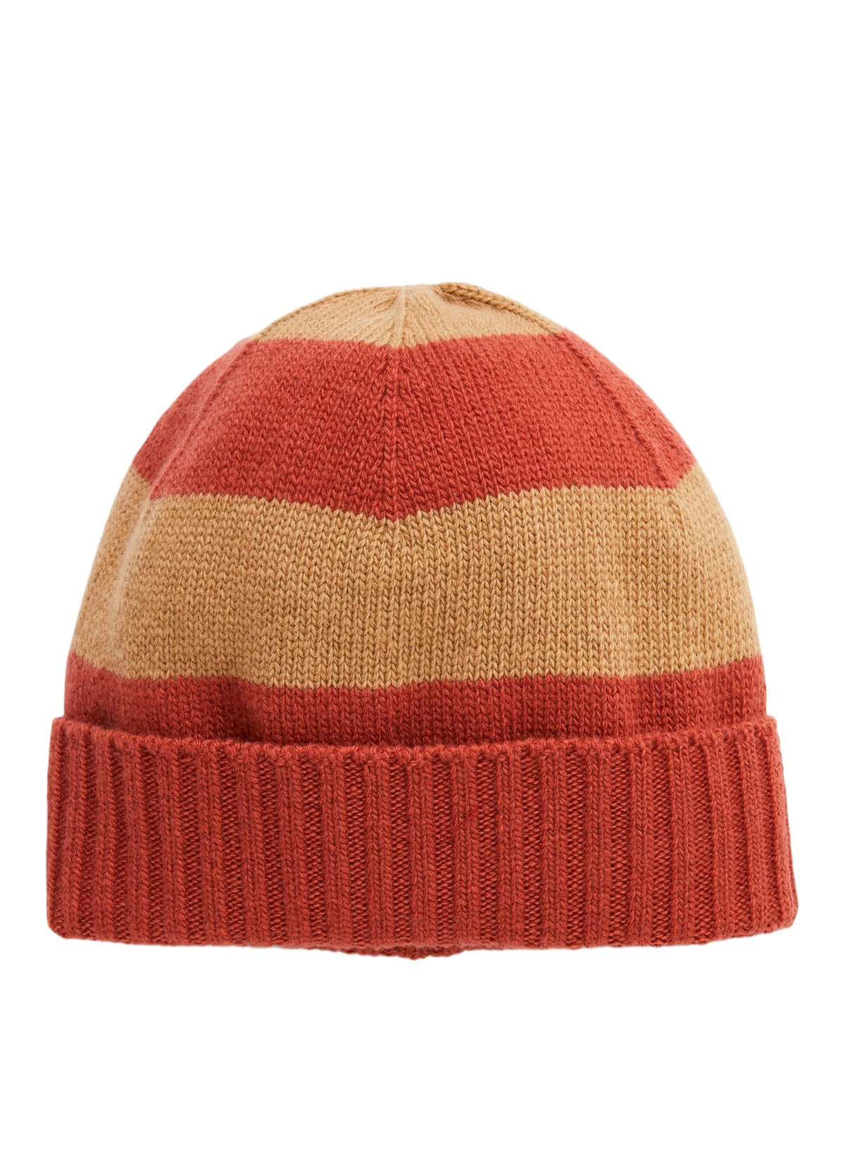 Tricot-Knit Hat In Beige And Brown Stripes
