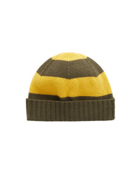 cappello tricot a righe verde e giallo