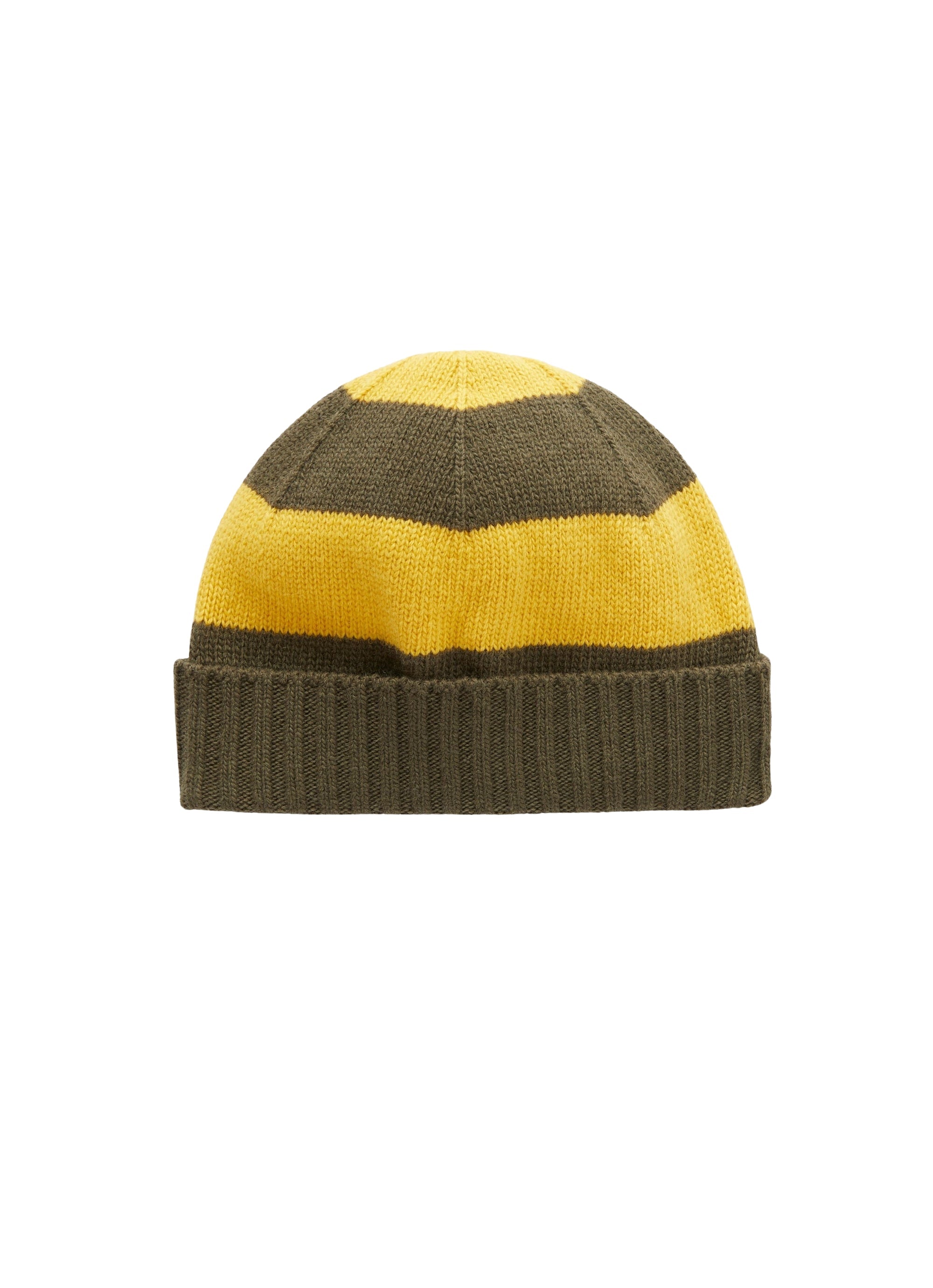 cappello tricot a righe verde e giallo