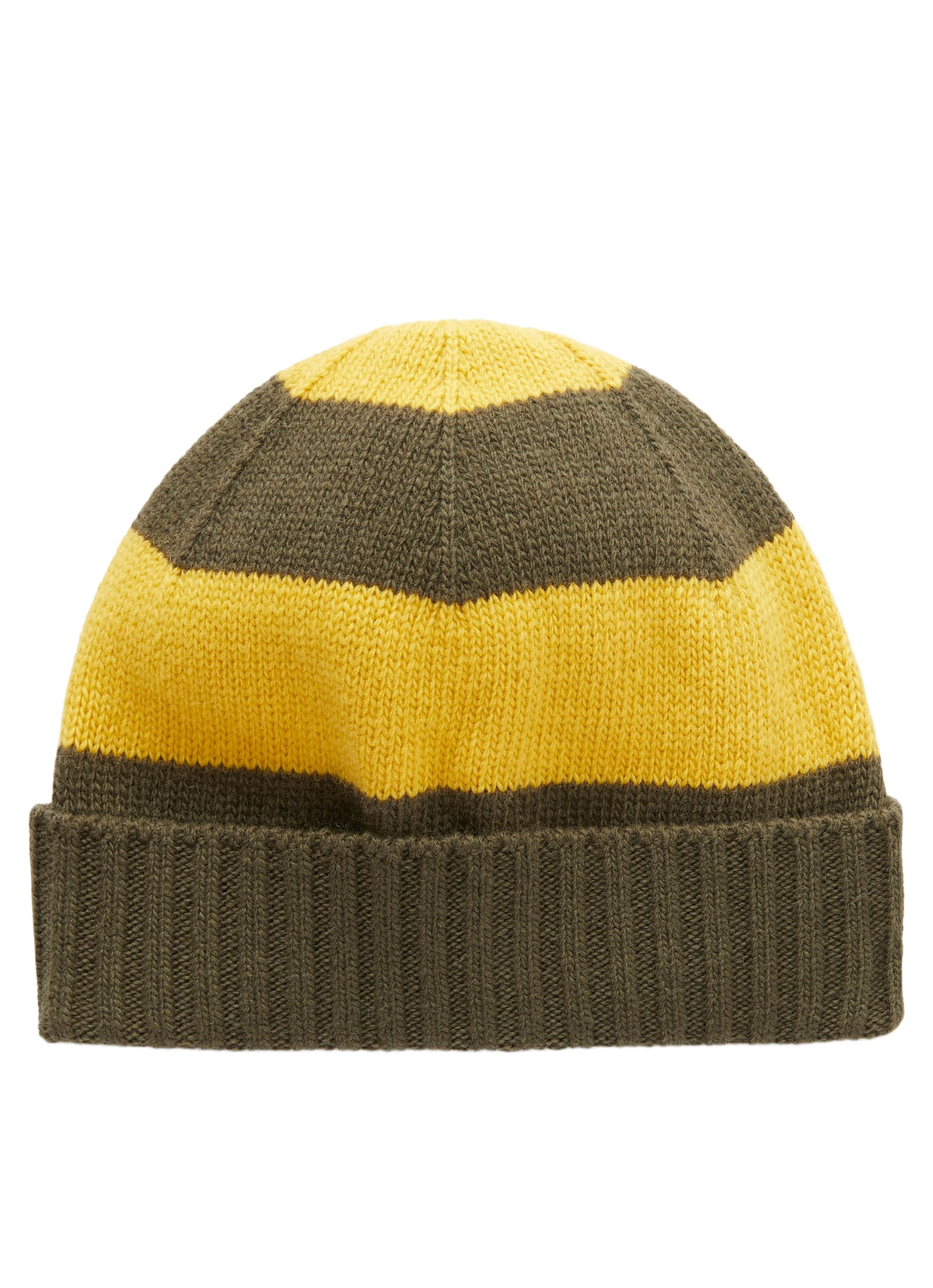 Tricot-Knit Hat In Green And Yellow Stripes