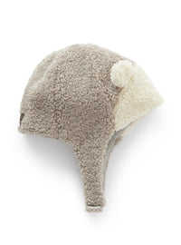 Hat with ears in grey teddy fleece