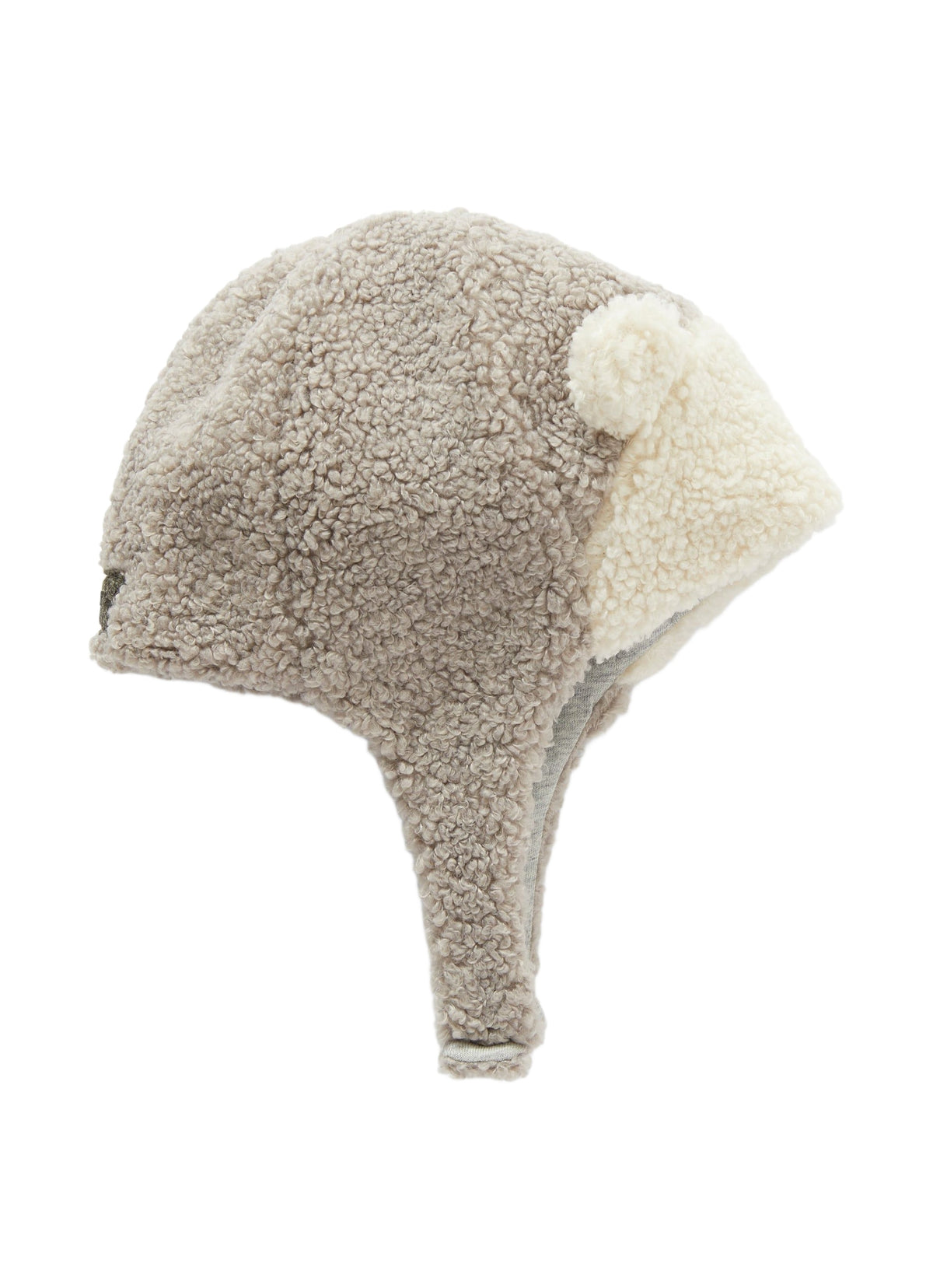 Hat With Ears In Grey Teddy Fleece