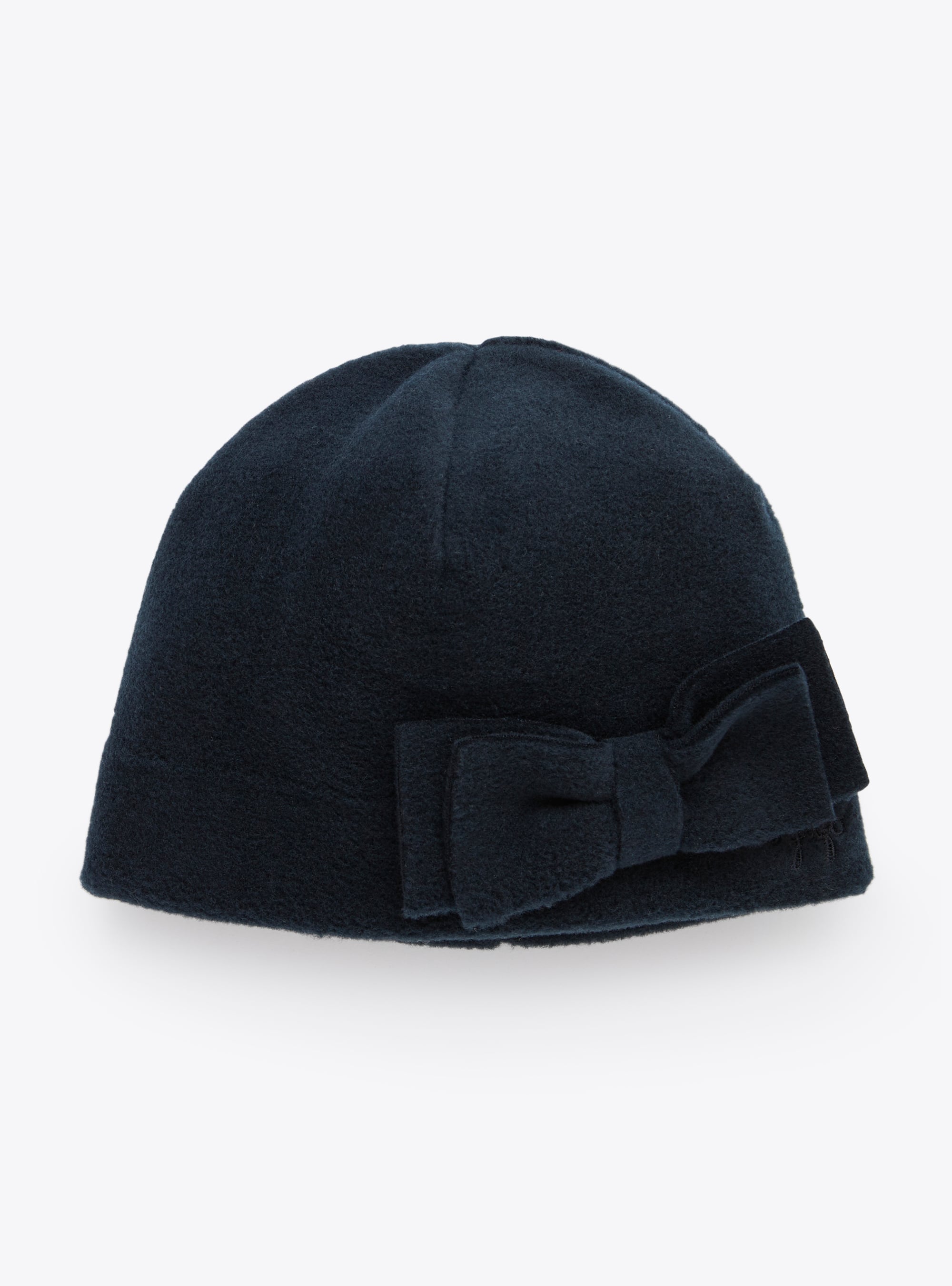 Blue Fleece Hat With Bow Detail