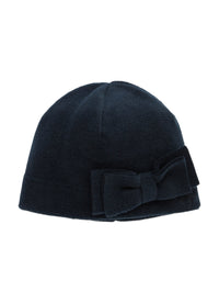 Blue Fleece Hat With Bow Detail