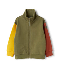 Zip-front sweatshirt with colour-block pattern