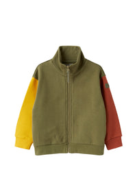 Zip-Front Sweatshirt With Colour-Block Pattern