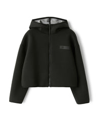 Cropped sweatshirt in black neoprene