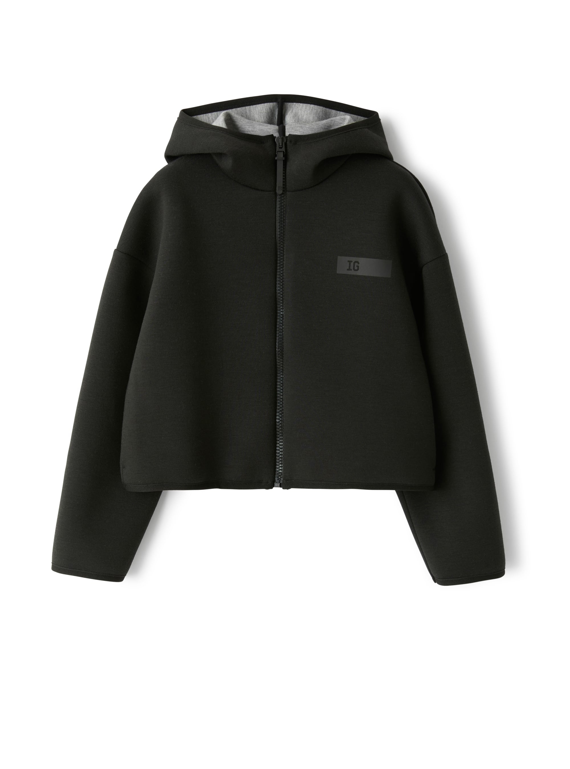 Cropped sweatshirt in black neoprene