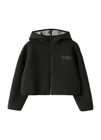 Cropped Sweatshirt In Black Neoprene