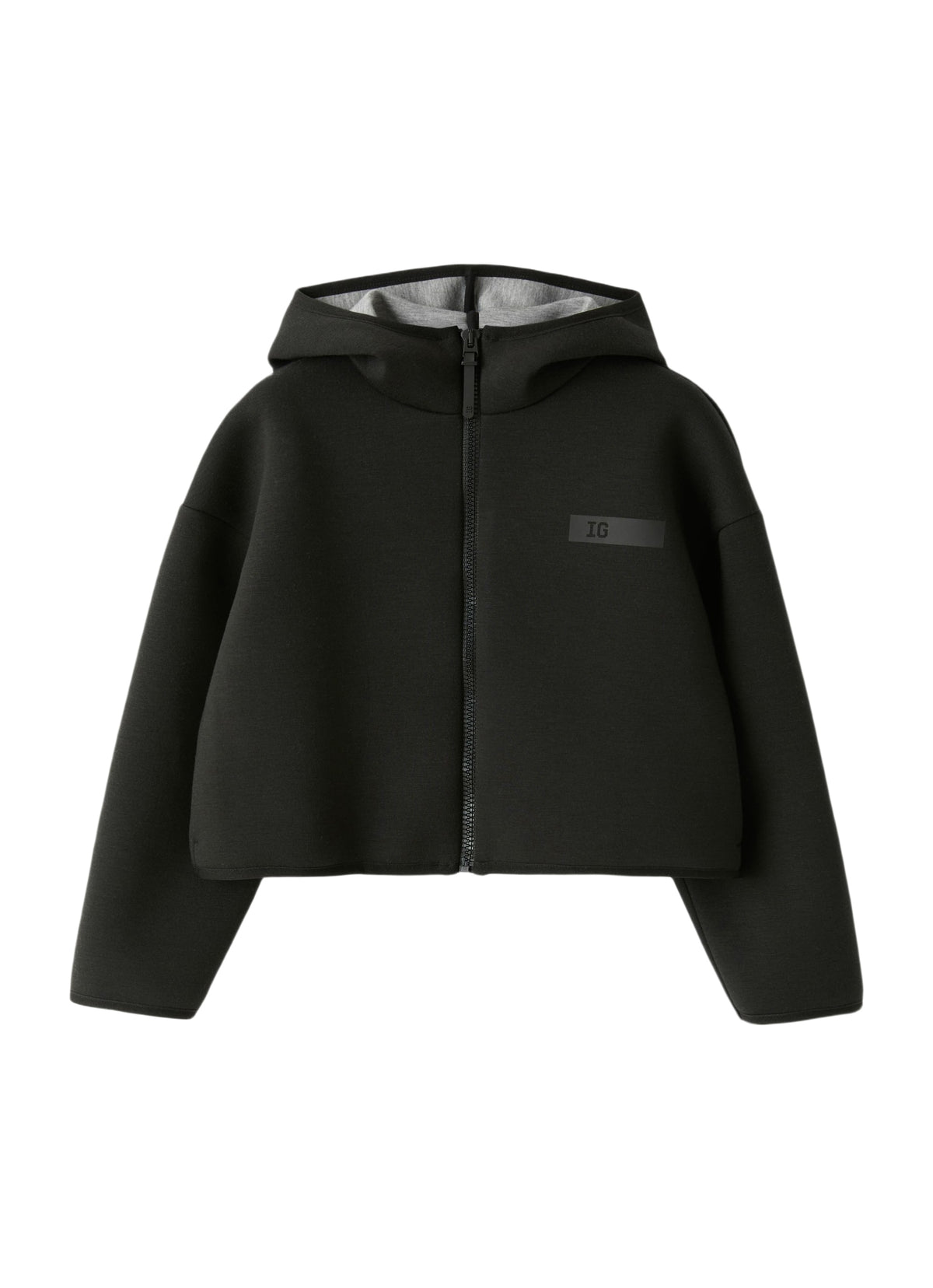 Cropped Sweatshirt In Black Neoprene