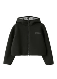 Cropped Sweatshirt In Black Neoprene