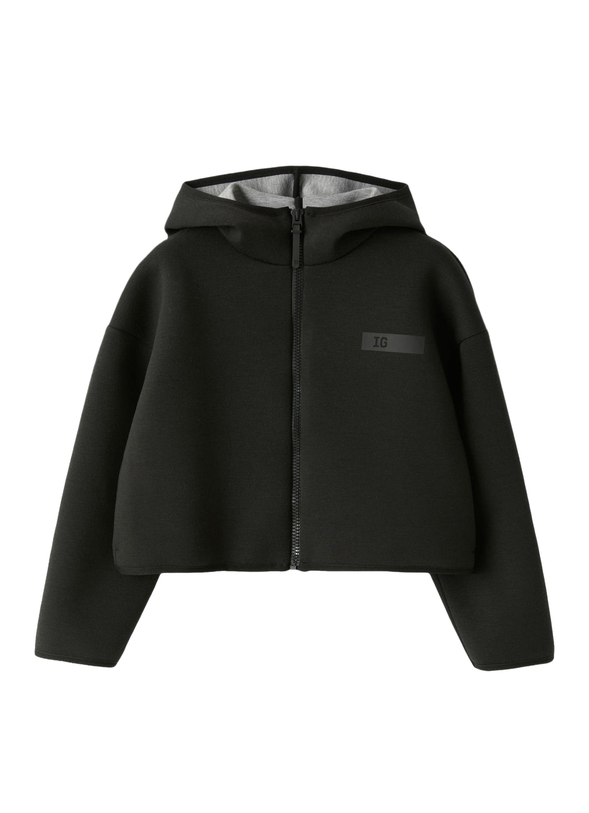 Cropped Sweatshirt In Black Neoprene