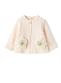 Fleece jacket with faux-fur flowers