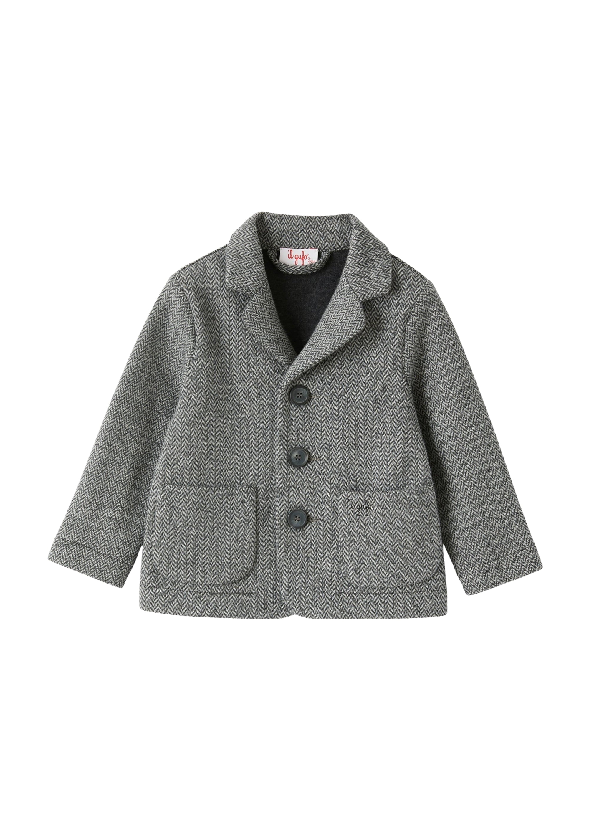 blazer in cotone spina di pesce grigio