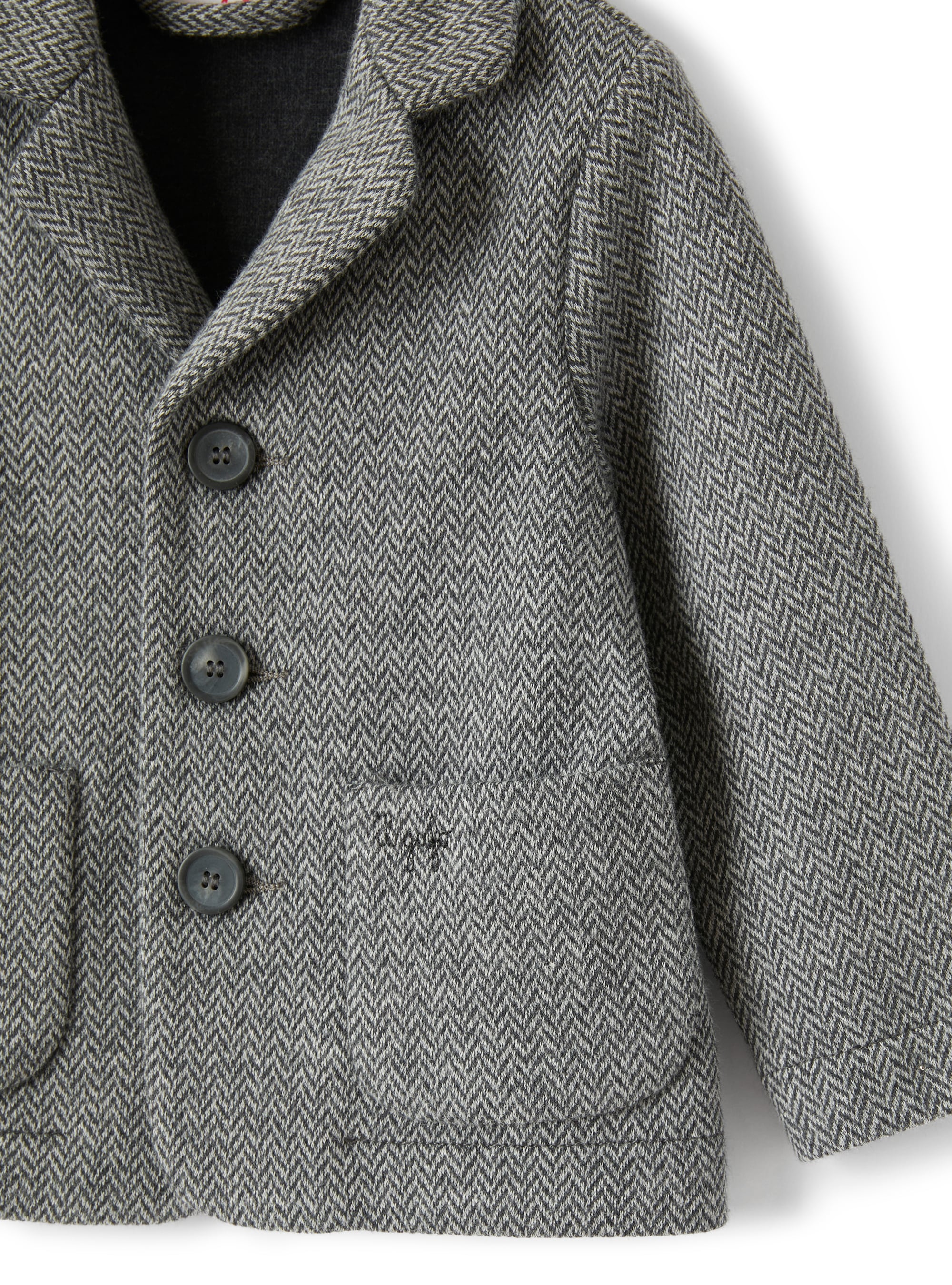 blazer in cotone spina di pesce grigio
