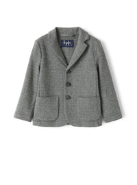 Grey cotton herringbone-pattern blazer