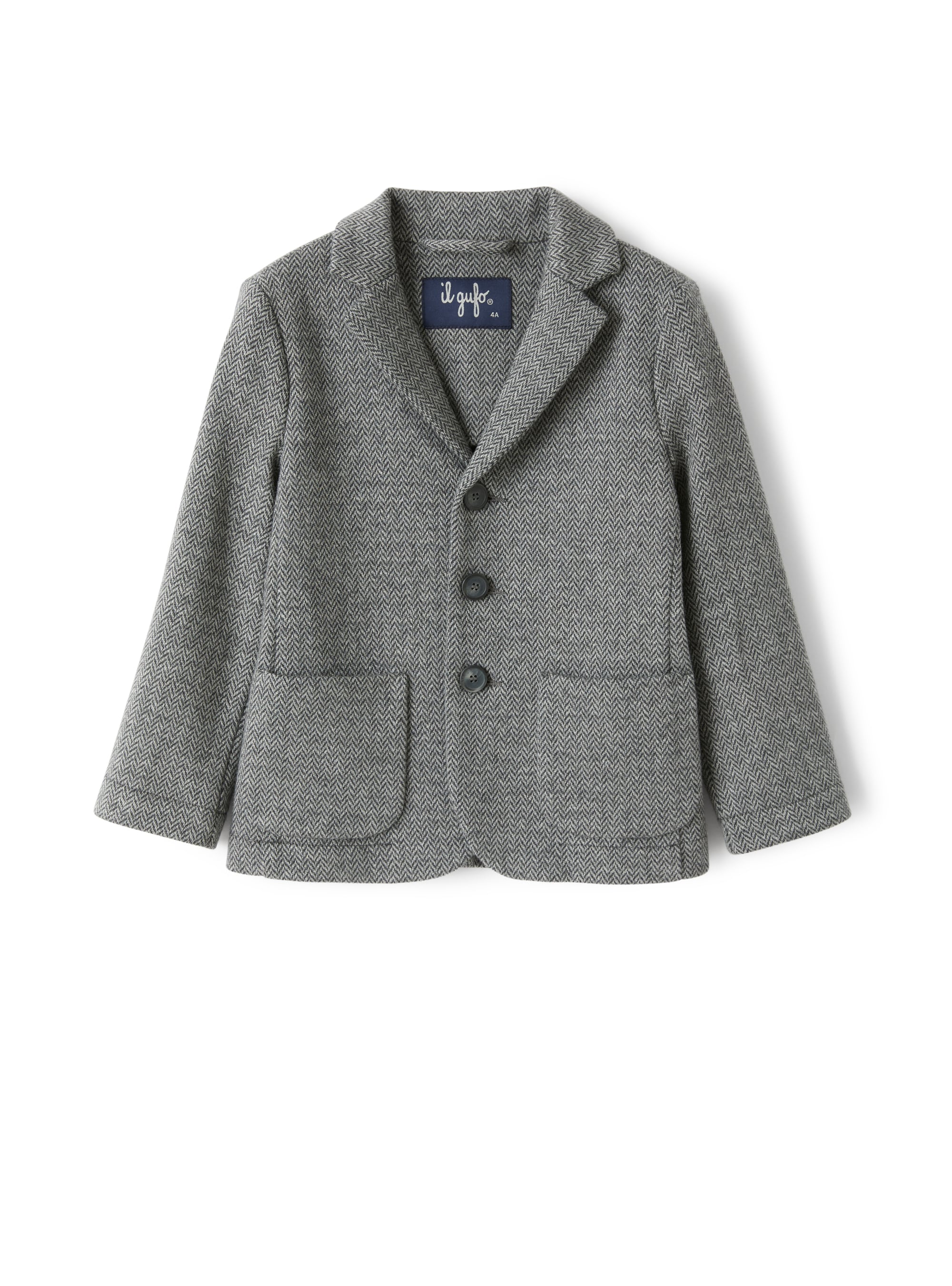 Grey cotton herringbone-pattern blazer