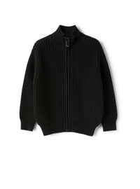 Black ribbed cotton cardigan