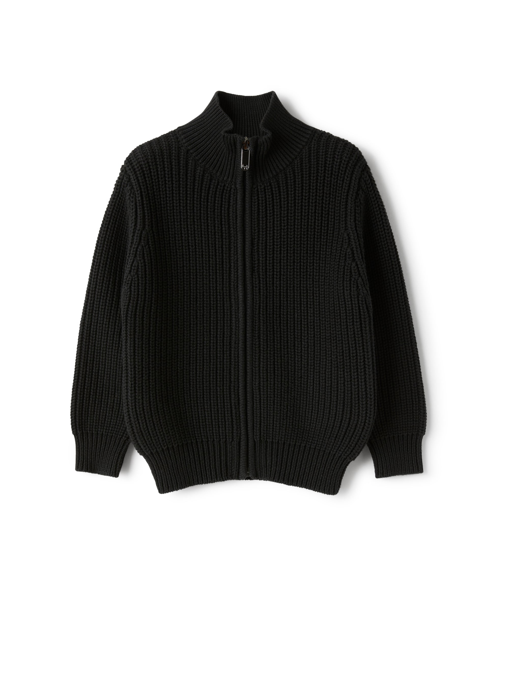 Black ribbed cotton cardigan