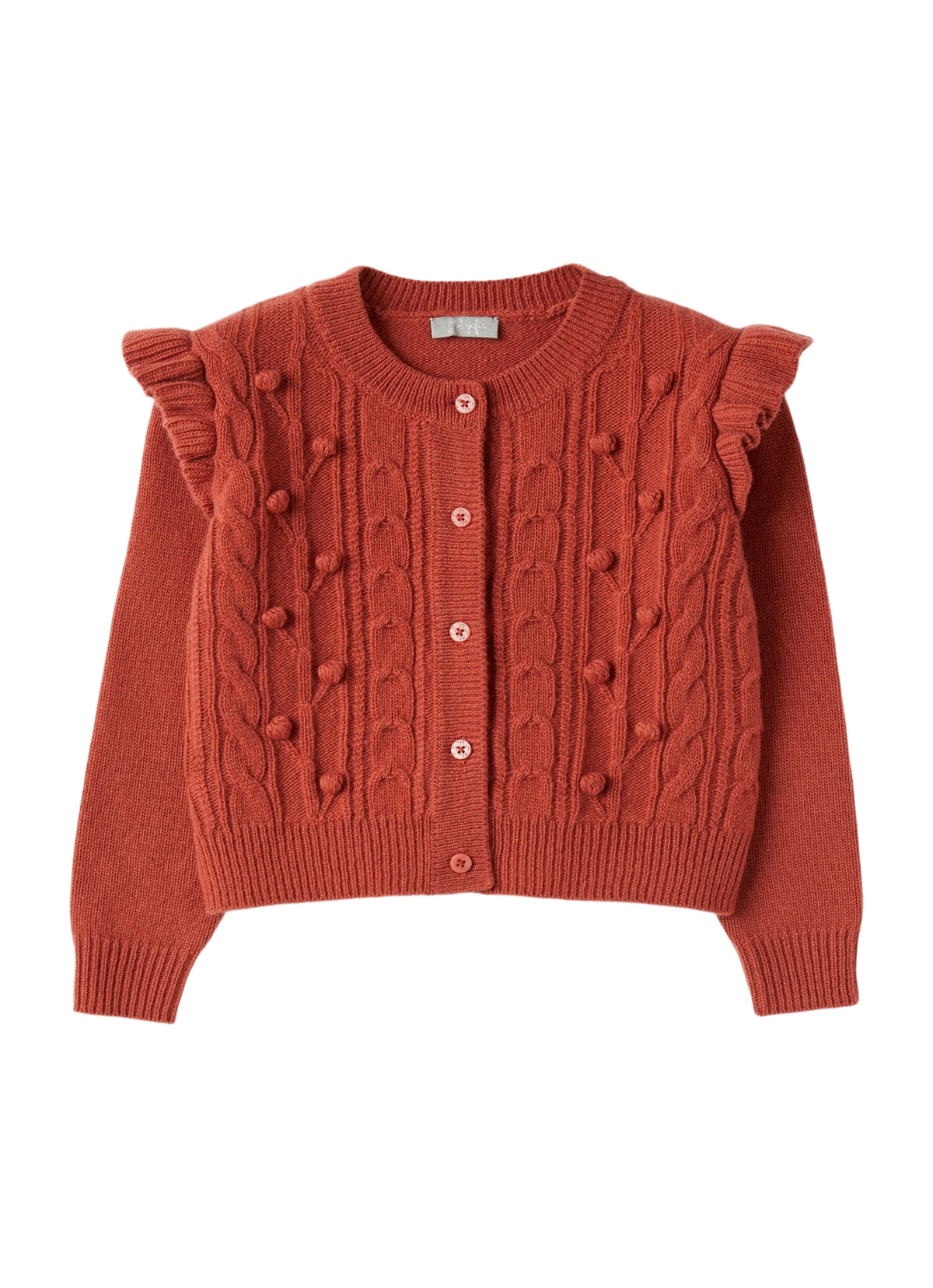 Wool Cardigan With Pompom Embellishment