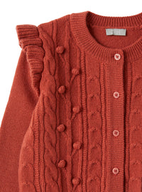 cardigan in lana con pompon