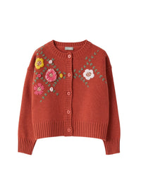 gf415em220_3736 // DOUBLON FUSION /// Cardigan With Embroidered Flowers