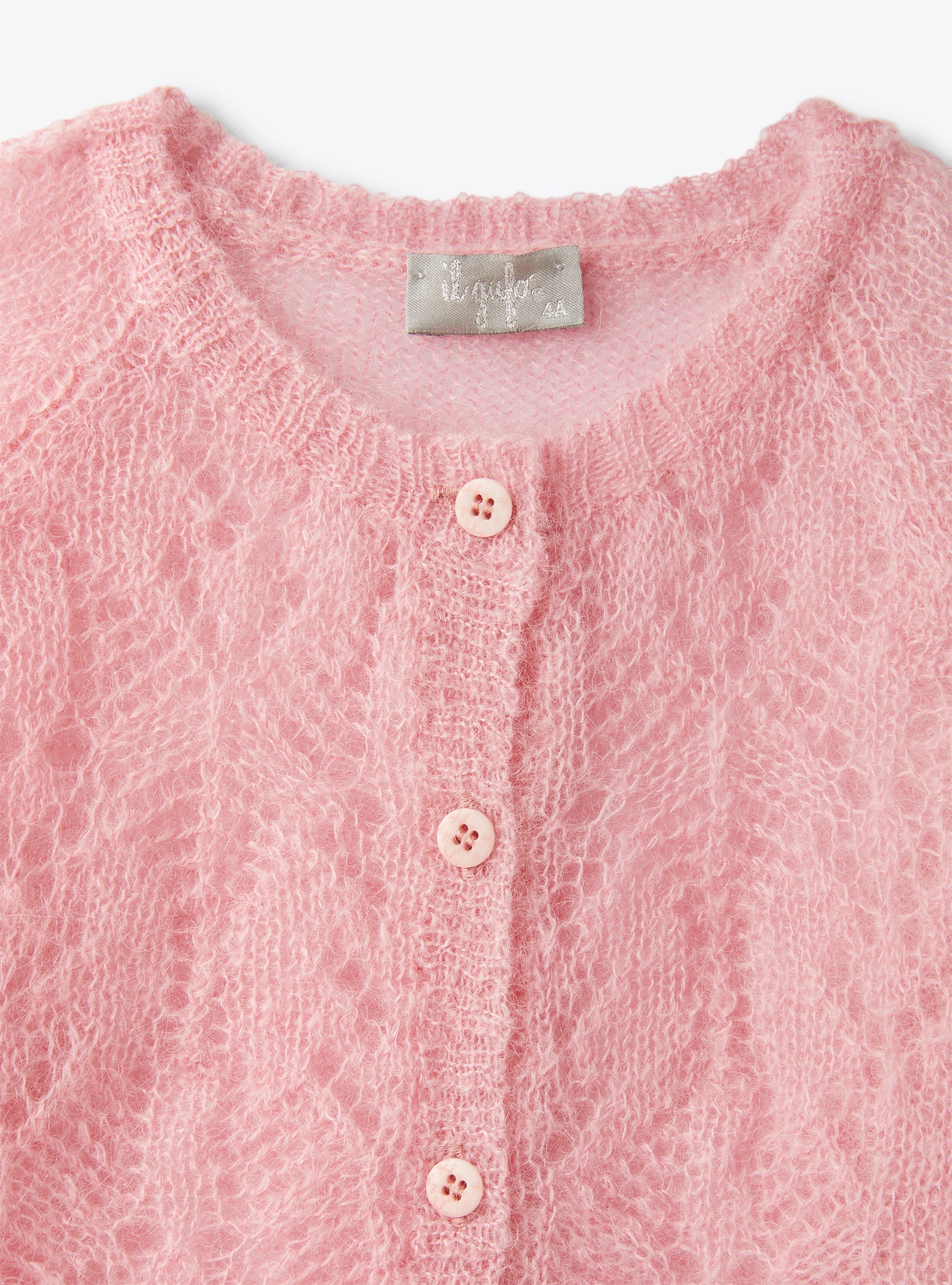 Cardigan In Pink Kid Mohair