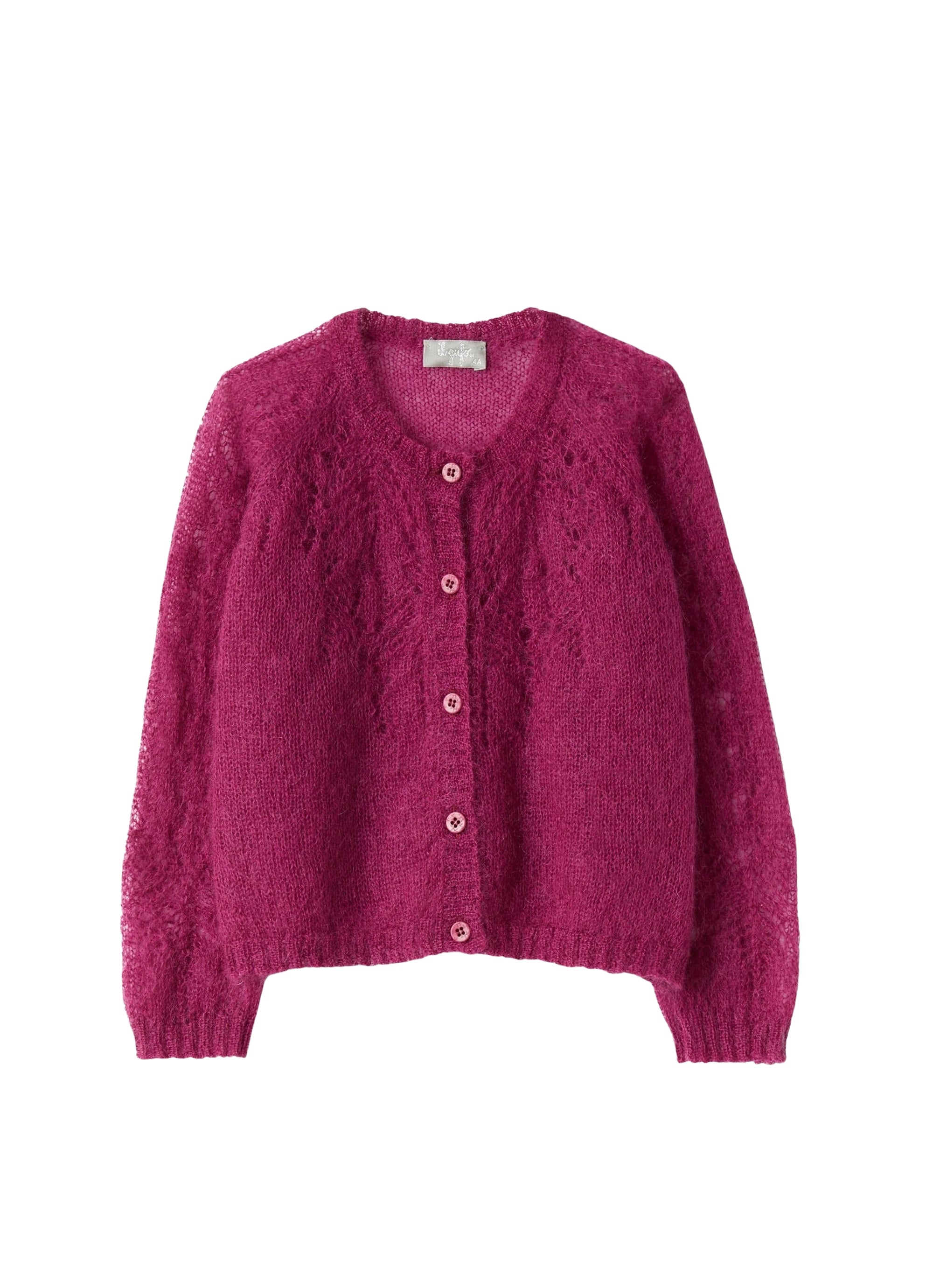 Cardigan in fuchsia-pink kid mohair