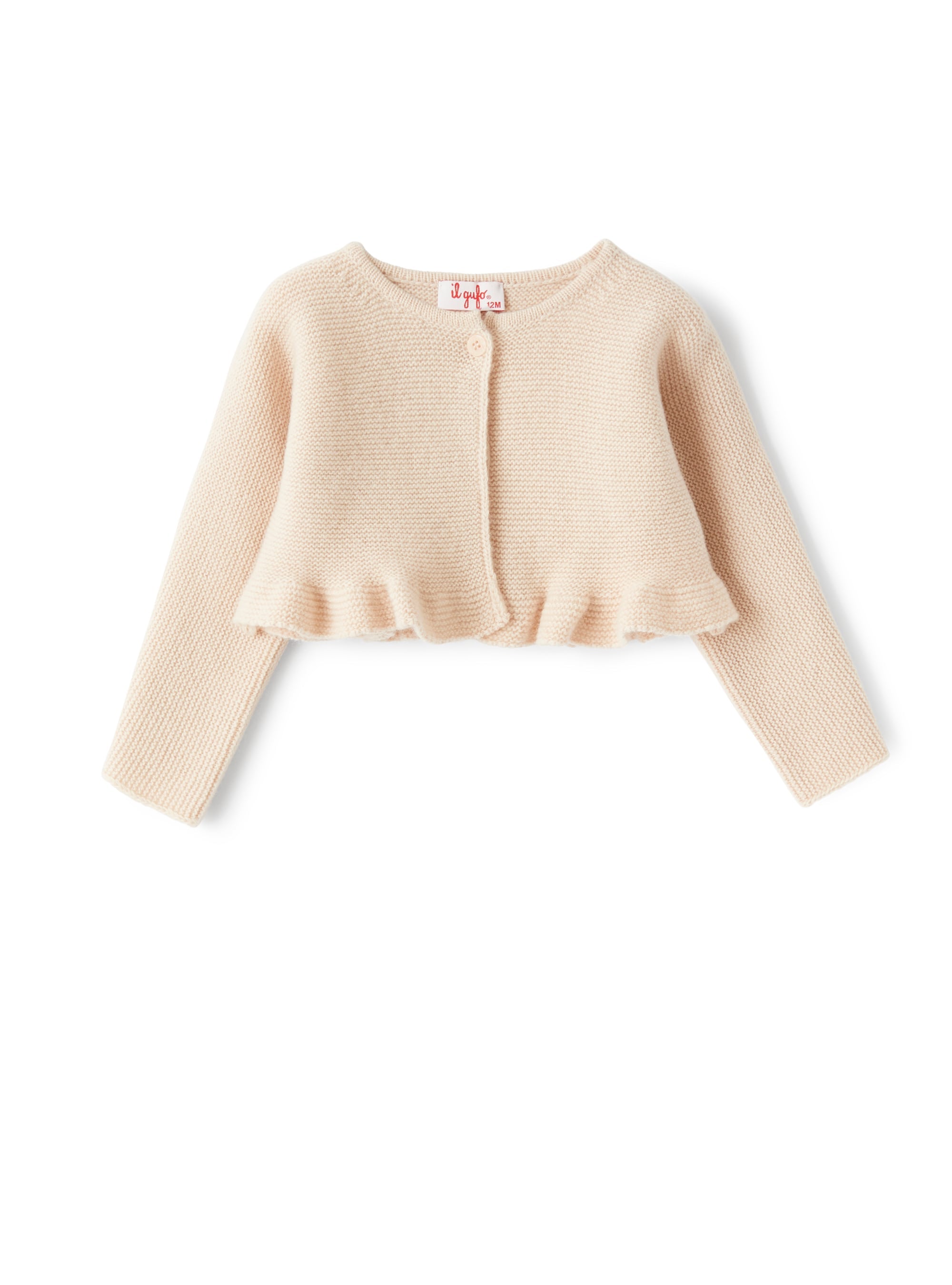 Baby girl’s tricot-knit cardigan with flounced hemline