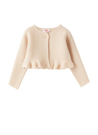 Baby Girl’S Tricot-Knit Cardigan With Flounced Hemline