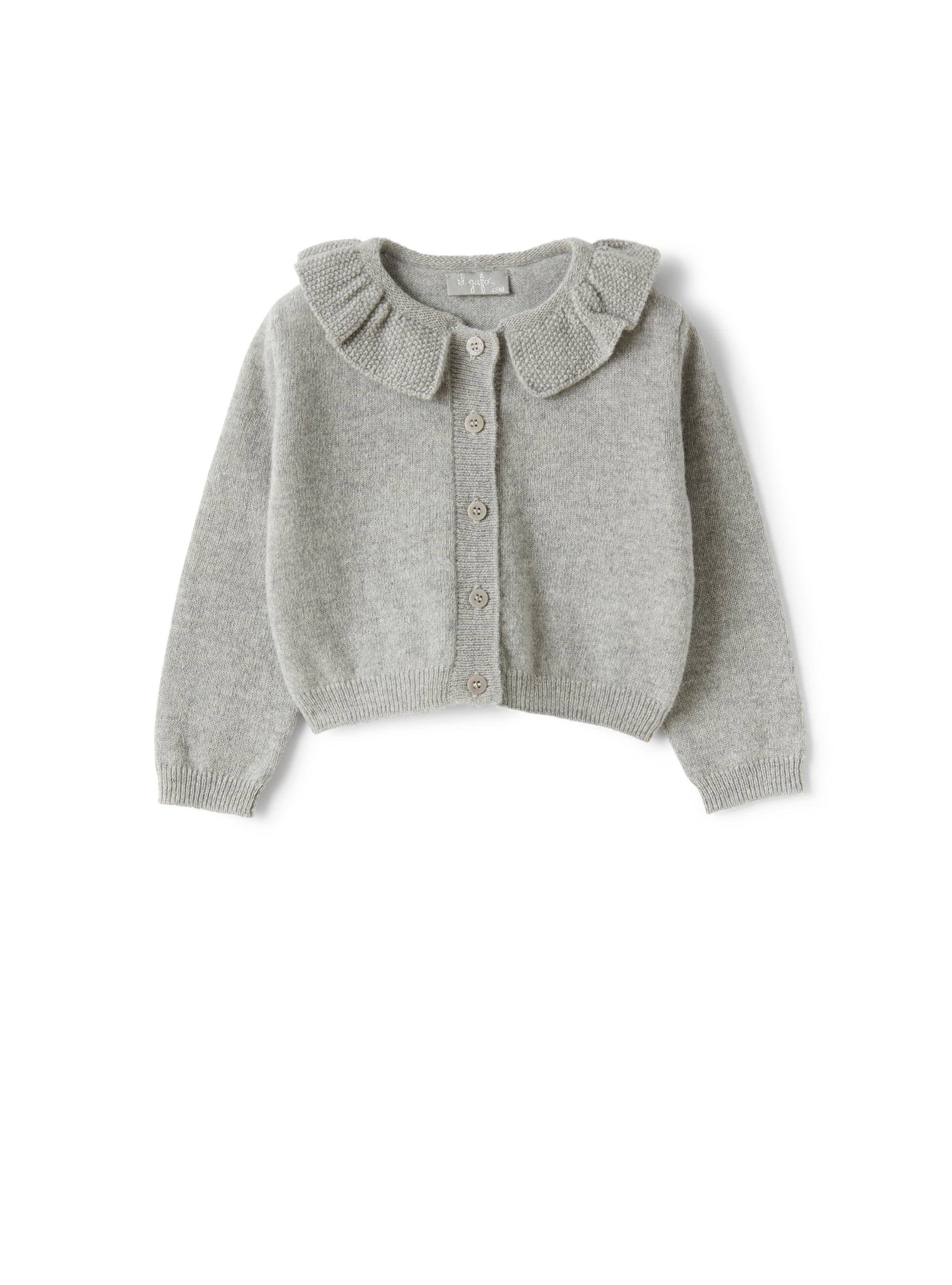 Tricot-knit cardigan with ruffle detail