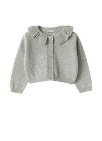 Tricot-Knit Cardigan With Ruffle Detail