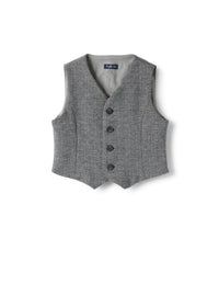 Gilet in herringbone-patterned cotton