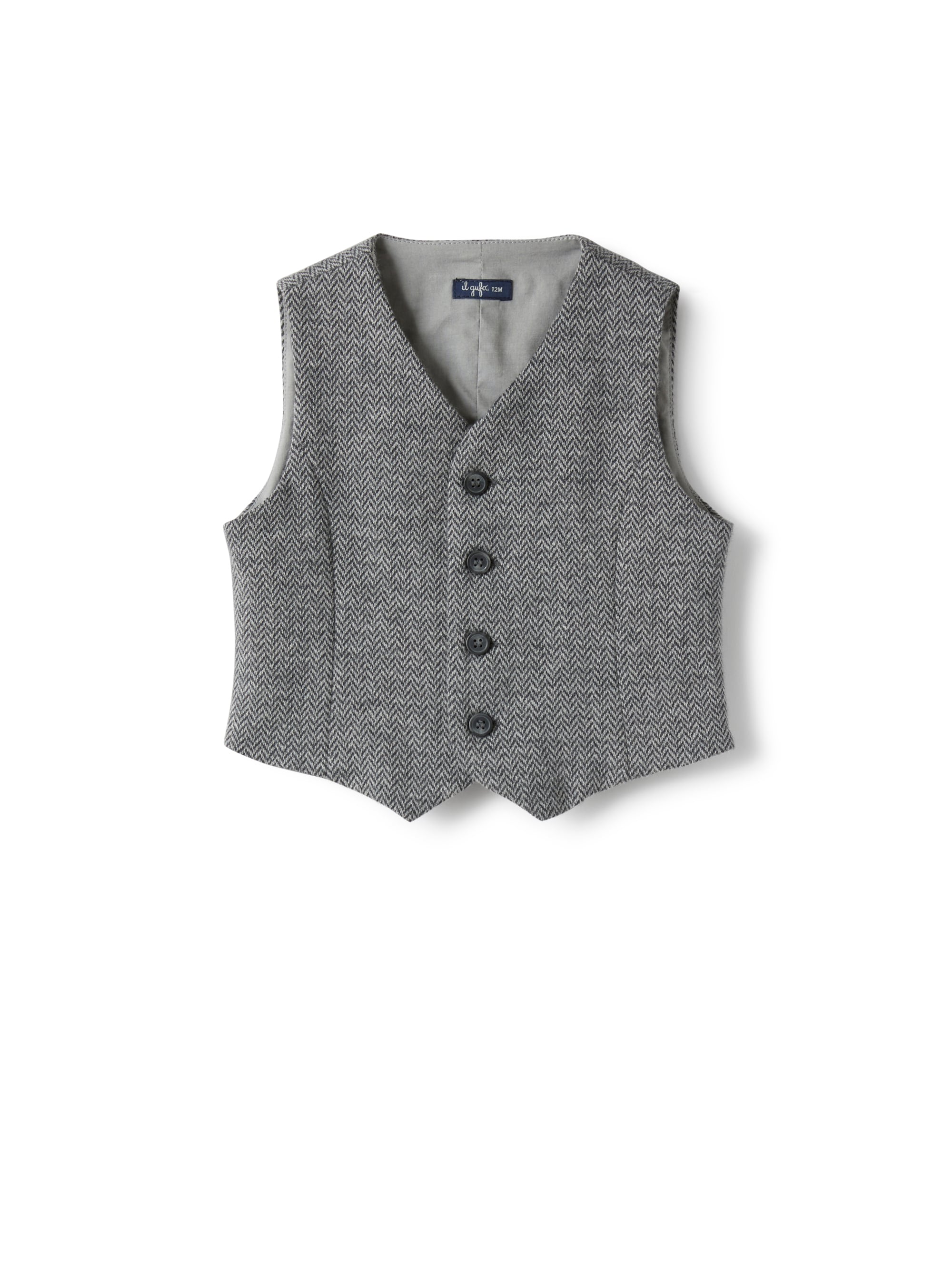 Gilet in herringbone-patterned cotton