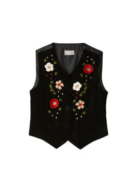 Velvet gilet with embroidered flowers