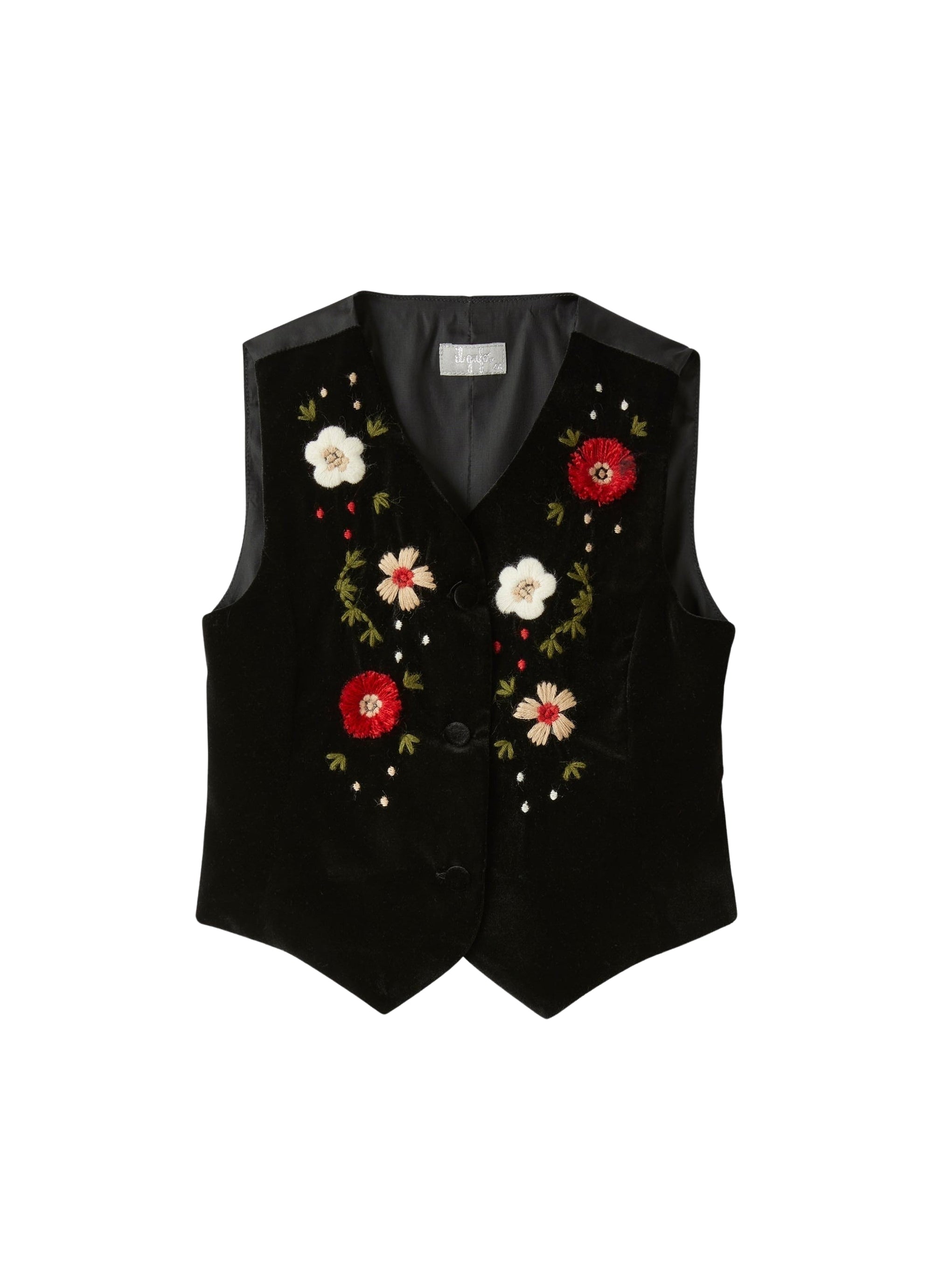 Velvet gilet with embroidered flowers