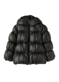 Short hooded down jacket in black